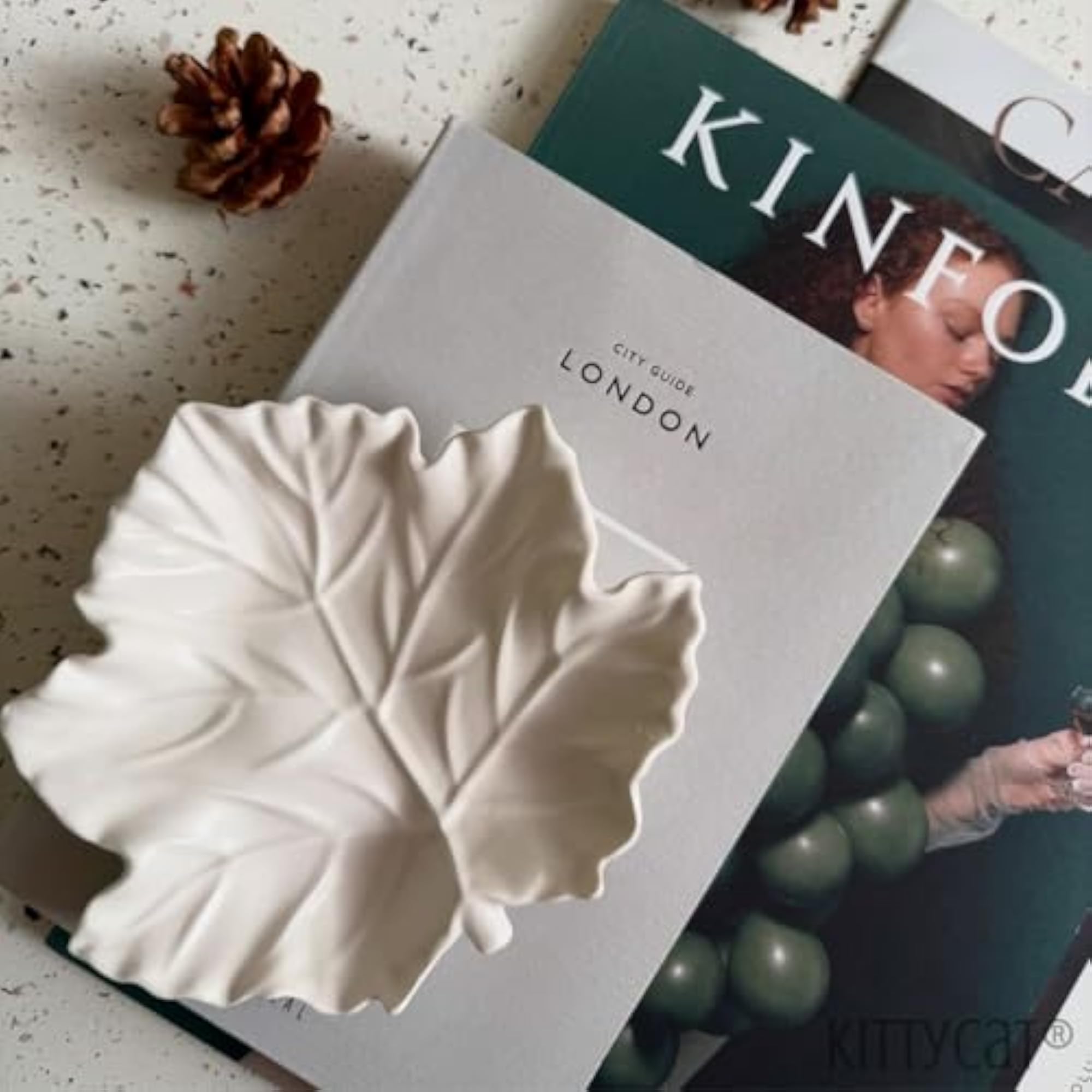 Leaf Concrete Jewelry Tray, Aesthetic Trinket Dish